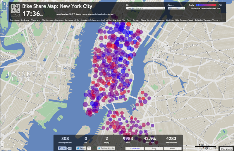 Illustration for article titled Peep This Awesome Real-Time Map of the World’s Bike Shares